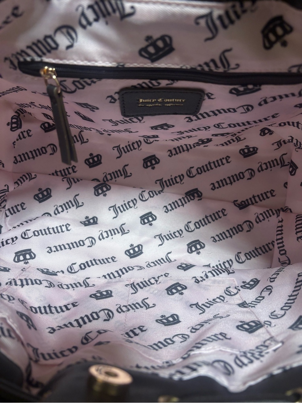 Juicy Couture White Quilted Tote with Pink Logo and Brown Bow Accent - Picture 5 of 5